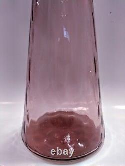 Italian Empoli Art Glass Rare Optical Pink Color Decanter No Stopper