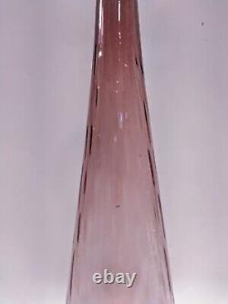 Italian Empoli Art Glass Rare Optical Pink Color Decanter No Stopper