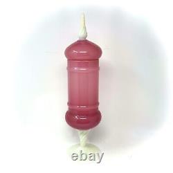 Italian Empoli Rose Pink Opaline Cased Glass Apothecary Jar Pedestal Vase 16
