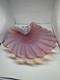 Italian Murano Art Glass Scallop Clam Shell Bowl Pink Opalescent 8 1/4 MCM