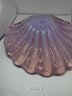 Italian Murano Art Glass Scallop Clam Shell Bowl Pink Opalescent 8 1/4 MCM