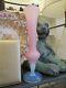 Italian Murano Pink and White Opalescent Opaline Art Glass Vase