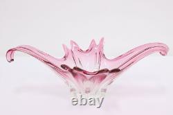 Italian Vintage Blown Pink Art Glass Sculpture Bowl, Murano #54027