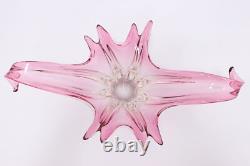 Italian Vintage Blown Pink Art Glass Sculpture Bowl, Murano #54027