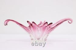 Italian Vintage Blown Pink Art Glass Sculpture Bowl, Murano #54027
