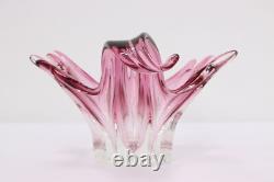 Italian Vintage Blown Pink Art Glass Sculpture Bowl, Murano #54027