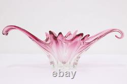 Italian Vintage Blown Pink Art Glass Sculpture Bowl, Murano #54027