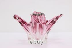 Italian Vintage Blown Pink Art Glass Sculpture Bowl, Murano #54027