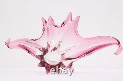 Italian Vintage Blown Pink Art Glass Sculpture Bowl, Murano #54027