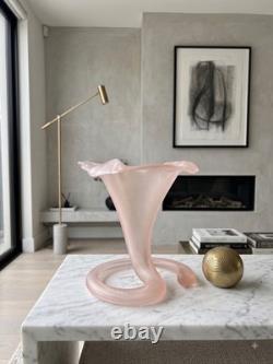 Italian vase matte pink glass Lily shape 70s vintage Chalice flower vase