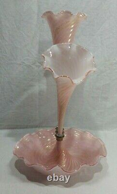 Italy Murano Art Glass Epergne Pink Cased with Gold Mica Fratelli Toso