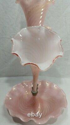 Italy Murano Art Glass Epergne Pink Cased with Gold Mica Fratelli Toso