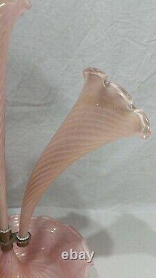 Italy Murano Art Glass Epergne Pink Cased with Gold Mica Fratelli Toso