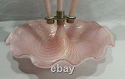 Italy Murano Art Glass Epergne Pink Cased with Gold Mica Fratelli Toso