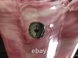 Iwata Toshichi Large Rare Studio Glass Vase Pink Streak 3 Point Original Label