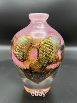JEAN CLAUDE NOVARO ART GLASS Pretty In Pink And Gold About 7.5 Valentines Gift