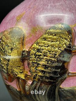 JEAN CLAUDE NOVARO ART GLASS Pretty In Pink And Gold About 7.5 Valentines Gift