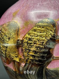 JEAN CLAUDE NOVARO ART GLASS Pretty In Pink And Gold About 7.5 Valentines Gift