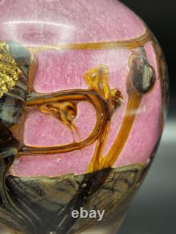 JEAN CLAUDE NOVARO ART GLASS Pretty In Pink And Gold About 7.5 Valentines Gift
