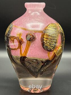 JEAN CLAUDE NOVARO ART GLASS Pretty In Pink And Gold About 7.5 Valentines Gift