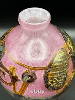 JEAN CLAUDE NOVARO ART GLASS Pretty In Pink And Gold About 7.5 Valentines Gift
