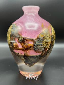 JEAN CLAUDE NOVARO ART GLASS Pretty In Pink And Gold About 7.5 Valentines Gift
