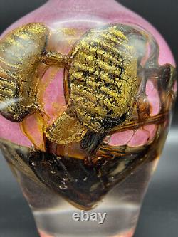 JEAN CLAUDE NOVARO ART GLASS Pretty In Pink And Gold About 7.5 Valentines Gift
