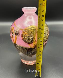 JEAN CLAUDE NOVARO ART GLASS Pretty In Pink And Gold About 7.5 Valentines Gift
