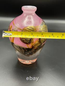 JEAN CLAUDE NOVARO ART GLASS Pretty In Pink And Gold About 7.5 Valentines Gift