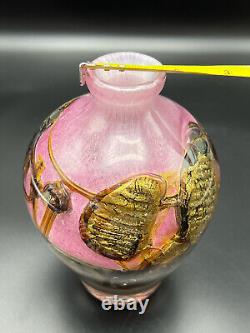 JEAN CLAUDE NOVARO ART GLASS Pretty In Pink And Gold About 7.5 Valentines Gift