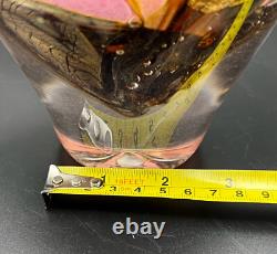 JEAN CLAUDE NOVARO ART GLASS Pretty In Pink And Gold About 7.5 Valentines Gift