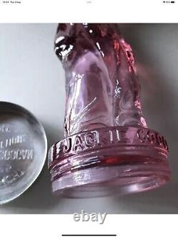 Jackie Coogan Candy Container Rose Pink Glass And Tin Toy. Fenton Art Glass Co