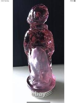 Jackie Coogan Candy Container Rose Pink Glass And Tin Toy. Fenton Art Glass Co