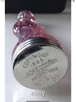 Jackie Coogan Candy Container Rose Pink Glass And Tin Toy. Fenton Art Glass Co