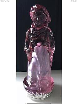 Jackie Coogan Candy Container Rose Pink Glass And Tin Toy. Fenton Art Glass Co
