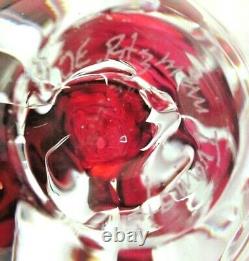 Jan-Erik Ritzman Magenta Heavy Glass Vase For Transjo Signed Art Glass 5 1/2
