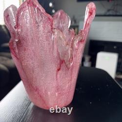 Japanese Iwata Glass Pink Art Glass Flower Vase Crystal Vintage