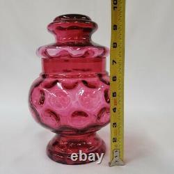 Jar Fenton Pink Cranberry Glass Apothecary Canister Pink Dish Thumbprint Glass
