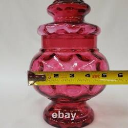 Jar Fenton Pink Cranberry Glass Apothecary Canister Pink Dish Thumbprint Glass