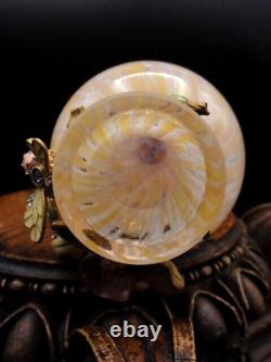 Jay Strongwater OLA Enameled Pink Dogwood Art Glass Vase with Swarovski Crystals