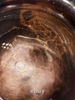 Jean Claude Novaro Signed Art Glass Vase Iridescent Pink Crackle French Blown 5