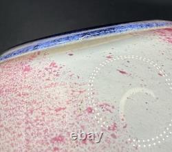 Jean Claude Novaro Signed Art Glass Vase Iridescent Pink Crackle French Blown 5