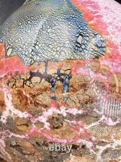 Jean Claude Novaro Signed Art Glass Vase Iridescent Pink Crackle French Blown 5 Jean Claude Novaro Signed Art Glass Vase Iridescent Pink Crackle French Blown 5