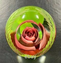 Joe St. Clair Rose Glass Paperweight