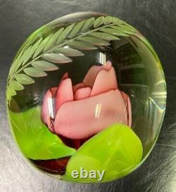 Joe St. Clair Rose Glass Paperweight