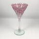 John Barlin Martini Cocktail Art Glass Pink Confetti Hand Blown Signed 7 3/4