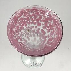 John Barlin Martini Cocktail Art Glass Pink Confetti Hand Blown Signed 7 3/4
