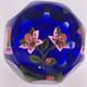 John Deacons Faceted Lampwork Pink Flowers/Ladybug On Blue Base Paperweight