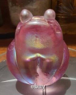 John Ditchfield/Glasform Iridescent Pink Glass Frog Paperweight/Ornament