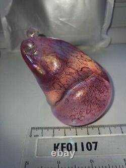 John Ditchfield/Glasform Iridescent Pink Glass Frog Paperweight/Ornament